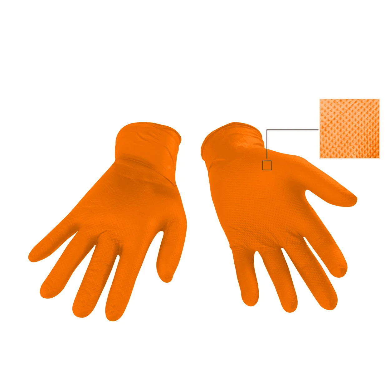 Nitril disposable textured gloves | 8mil thickness | Orange